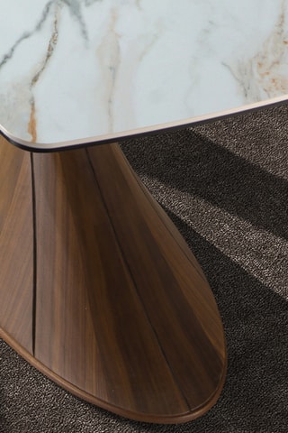 Mesa de refeição extensível em madeira e mármore cerâmico - 200 x 90 x 75 cm