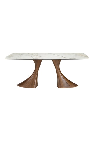 Mesa de refeição extensível em madeira e mármore cerâmico - 200 x 90 x 75 cm