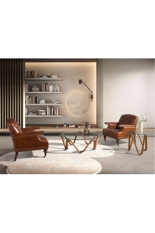 Cadeirão com rodas - Castanho -­ Em couro