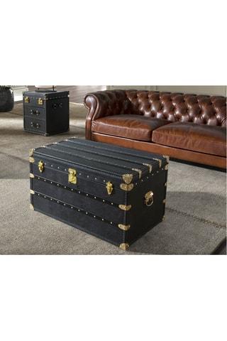 Baú de arrumação - Preto - Em couro