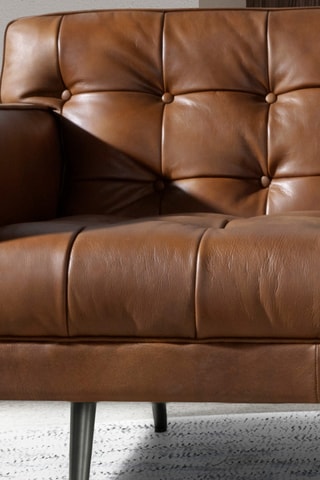 Sofá - Castanho -­ 3 lugares - Em couro