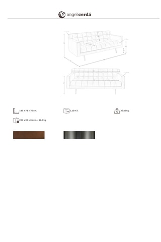 Sofá - Castanho -­ 3 lugares - Em couro