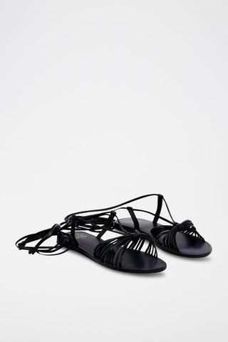 Schapenleren Sandalen - 
Zwart