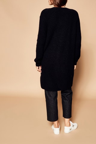 Lang Wollen en Mohair Vest Zwart