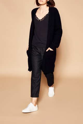 Lang Wollen en Mohair Vest Zwart