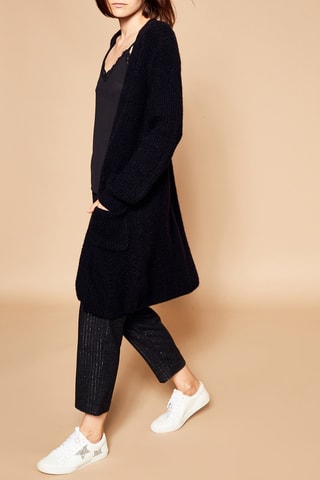 Lang Wollen en Mohair Vest Zwart