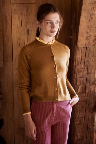 Kasjmier Vest Mouxir - Mosterdgeel