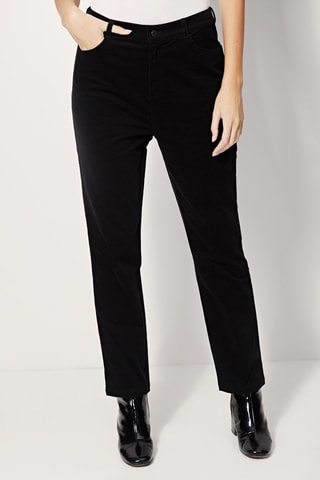 Velours Rechte Broek Hoge Taille Panthere - Zwart