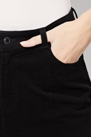 Velours Rechte Broek Hoge Taille Panthere - Zwart