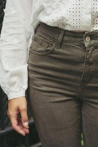 Jeans Hoge Taille Paige - Kaki