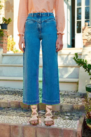 Biologisch Katoenen Rechte Jeans 
Blauw