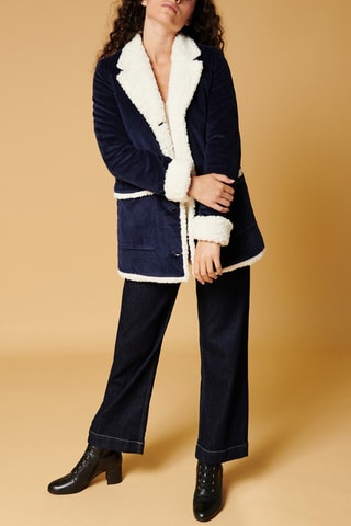 Ribfluwelen Jas  Marineblauw