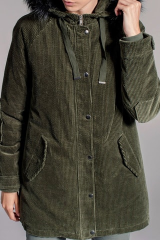 Velours Parka met Capuchon Lukas Kaki