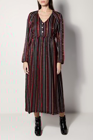 Lange Jurk Rigoletta Marineblauw en Bordeauxrood