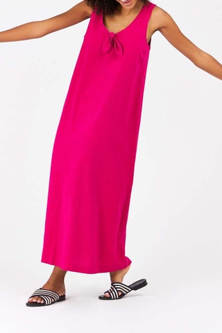 Rechte Linnen Jurk Fuchsia