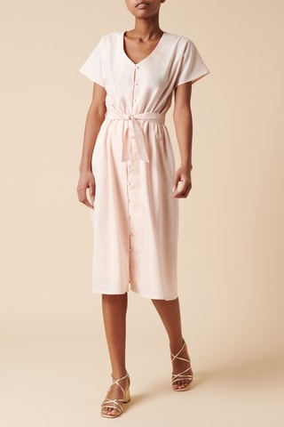 Lange Linnen Jurk - 
Roze