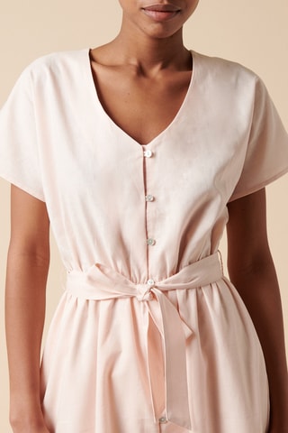 Lange Linnen Jurk - 
Roze