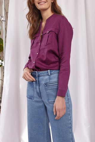 Linnen Blouse - 
Donkerpaars