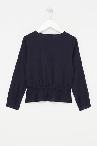 Getextureerde Blouse Marineblauw