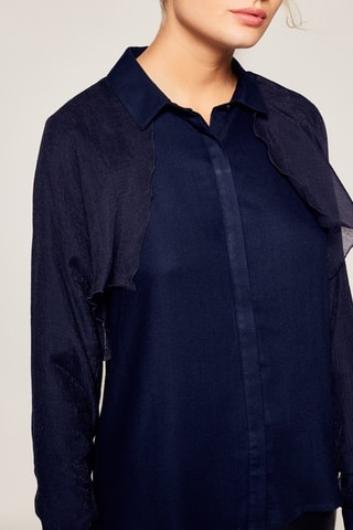 Blouse met Ruches Marineblauw