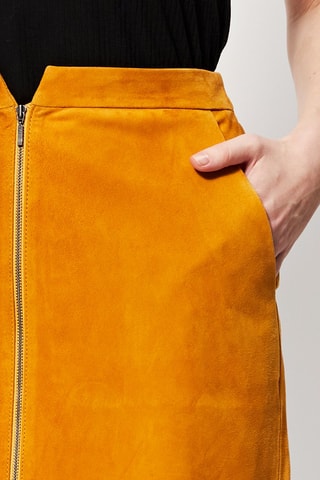 Geitenleren Rechte Rok Taille Haute Jorgia - Camel