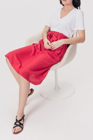 Rechte Rok Hoge Taille Jumping Rood