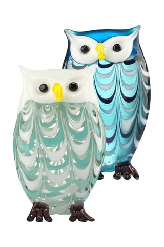 2 estatuillas búhos - Azul