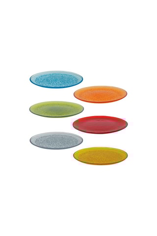 6 platos llanos de vidrio soplado de manera tradicional Bubbles - 27,5 x 2 cm