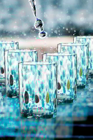 6 vasos de vidrio soplado de manera tradicional Murrine - 30 cl