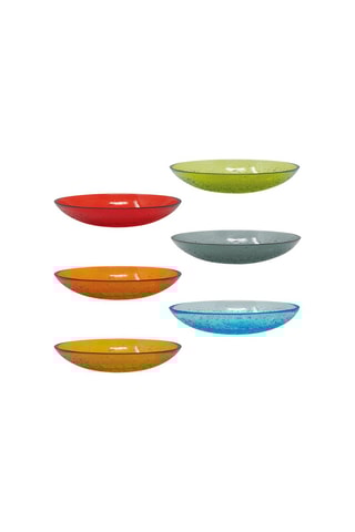 6 platos hondos de vidrio soplado de manera tradicional Bubbles - 21 x 5 cm