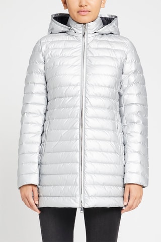 Anorak midi con capucha - Plateado