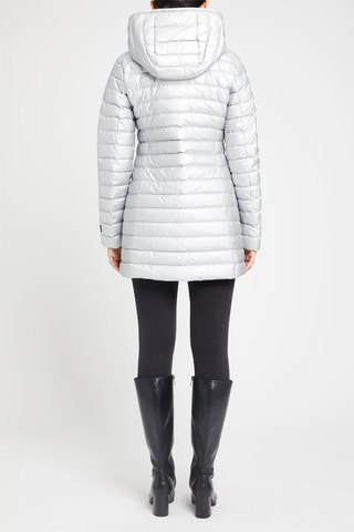 Anorak midi con capucha - Plateado