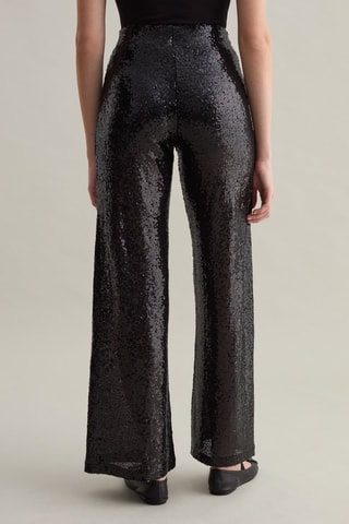 Calças wide legs cintura subida - Preto