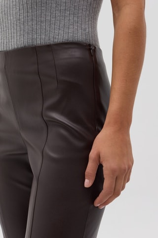 Calças 7/8 cintura subida - Castanho