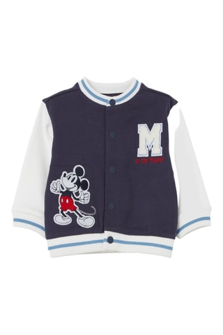 Biologische Katoenen Fleece Baseball Jasje Mickey Disney Indigoblauw