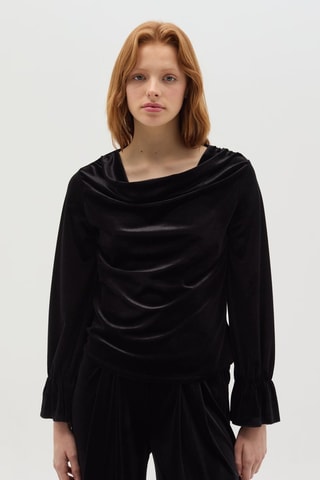 Velours Top - Zwart