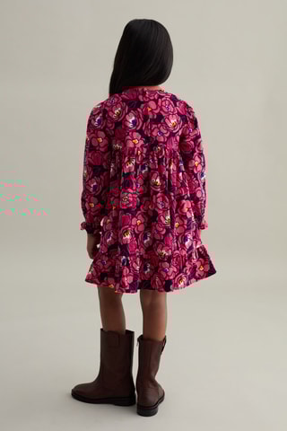 Jurk met Ruches Fuchsia en Paars