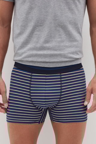 3 Biologisch Katoenen Boxers - Marineblauw en Lichtgrijs