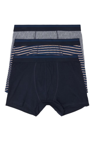 3 Biologisch Katoenen Boxers - Marineblauw en Lichtgrijs