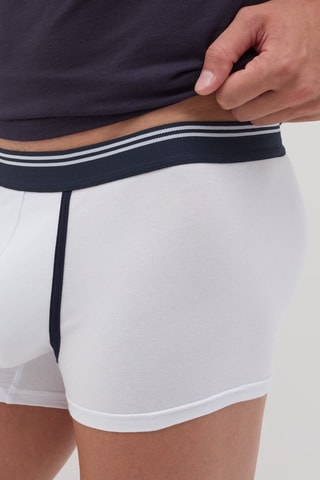 3 Biologisch Katoenen Boxers - Marineblauw en Wit