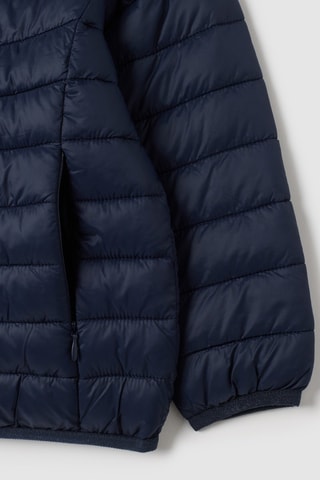 Gewatteerde jas met capuchon - Marineblauw