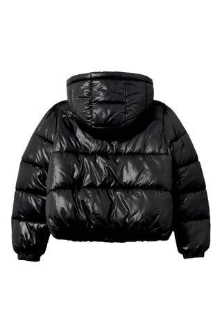 Gewatteerde jas met capuchon - Zwart