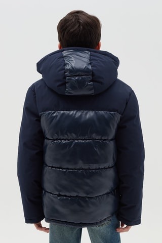 Gewatteerde jas met capuchon - Marineblauw