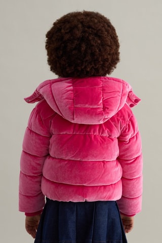 Gewatteerde jas met capuchon - Fuchsia