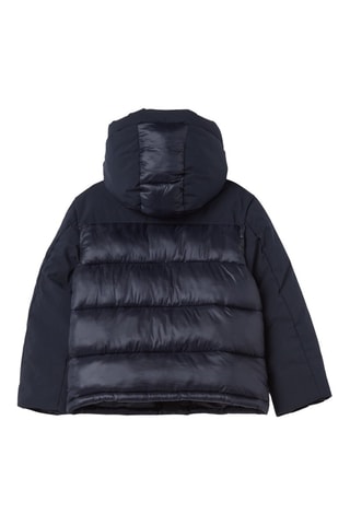 Gewatteerde jas met capuchon - Marineblauw