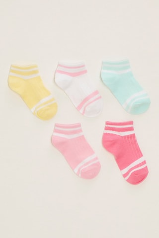 5 Paar Biologisch Katoenen Enkelsokken - Wit en Roze