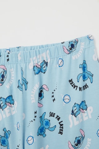 Biologisch Katoenen Nachthemd Stitch Lilo en Stitch Disney - Blauw en Wit