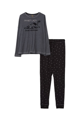 Biologisch Katoenen Pyjama Donkergrijs en Zwart