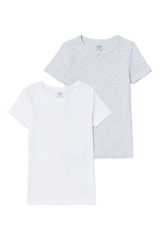 2 T-shirts - Wit en Grijs