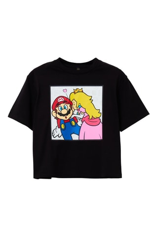 T-shirt Prinses Peach Mario Super Mario - Zwart